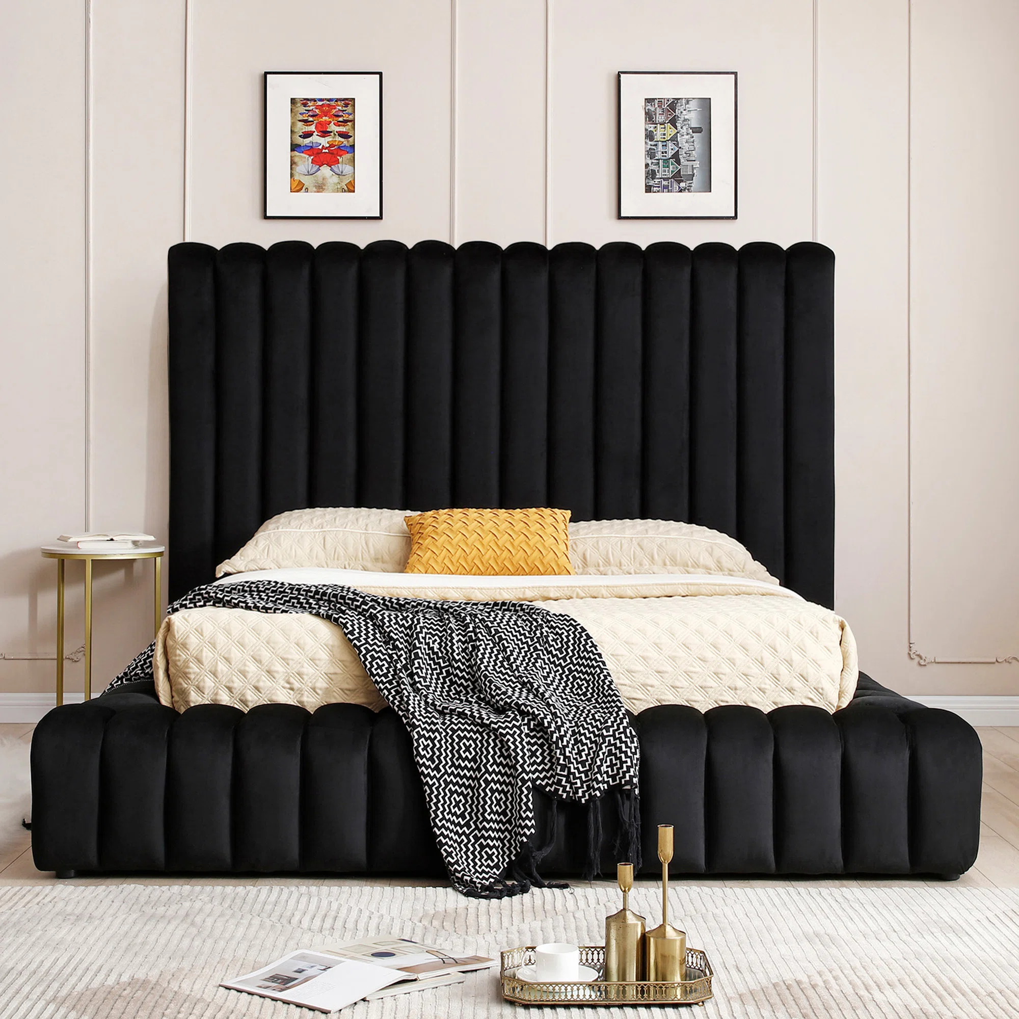 Kaydence Velvet King Platform Bed