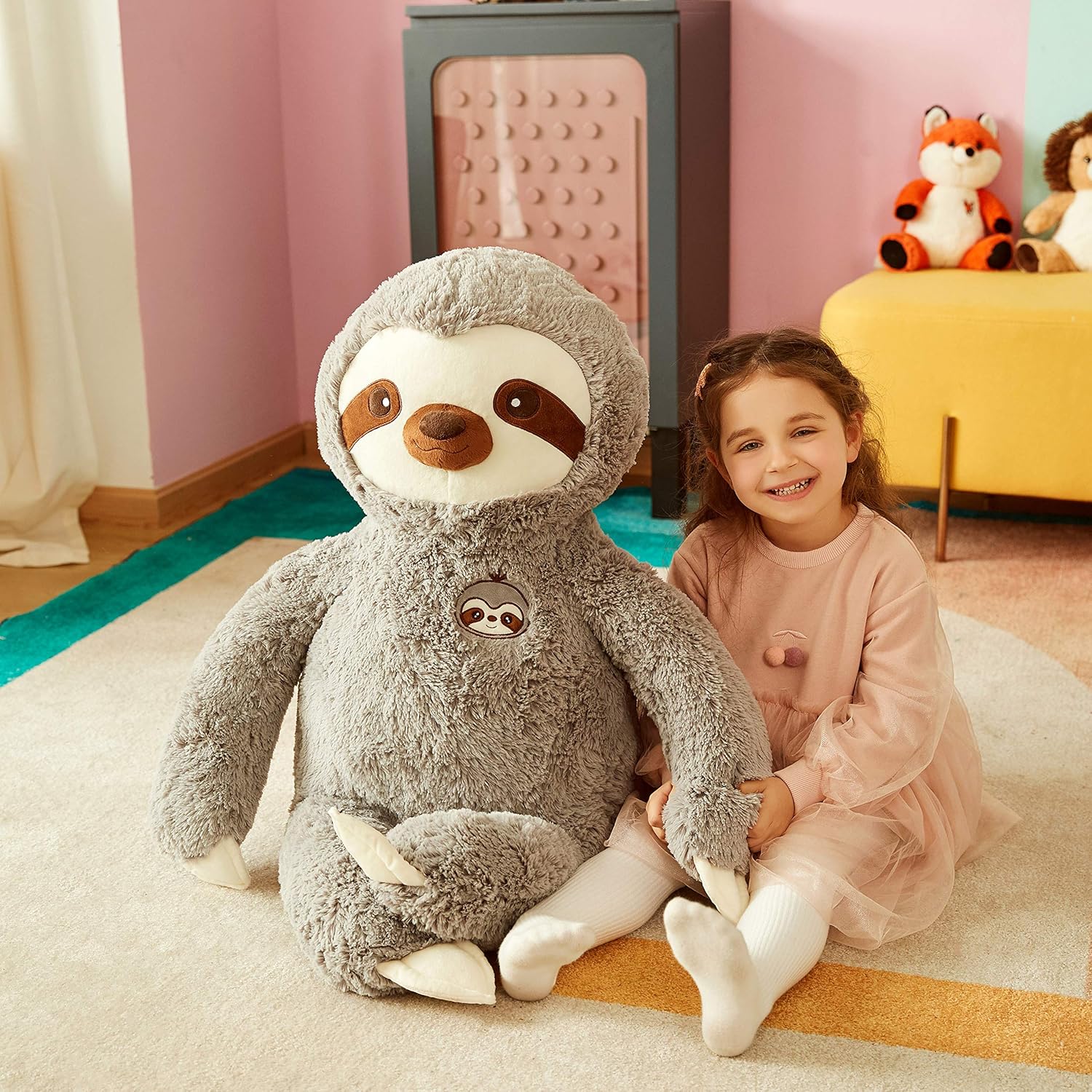 IKASA Large Sloth Stuffed Animal Plush Bradypode Toy for Children (Gray, 30 inches) Sloth Giant