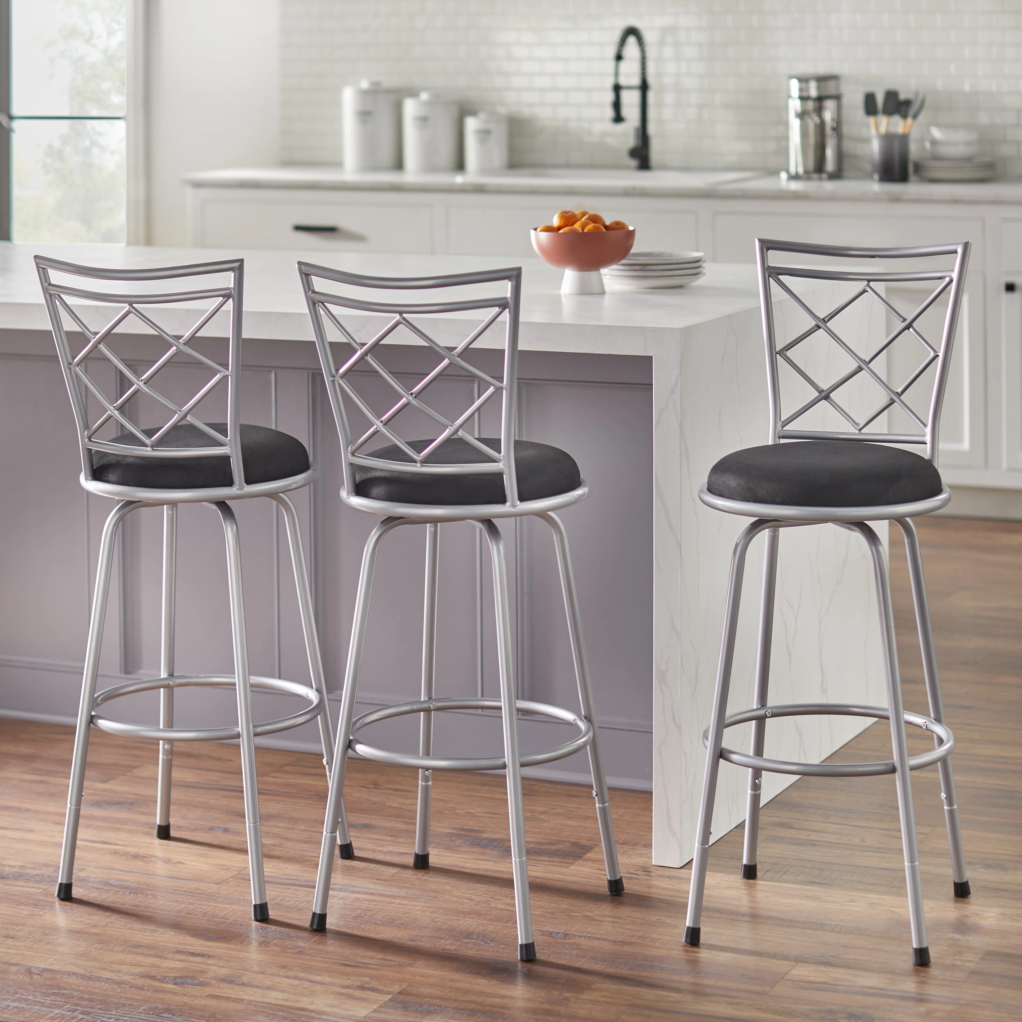 Lamoille Swivel Upholstered Adjustable Height Counter Stool with Metal Base