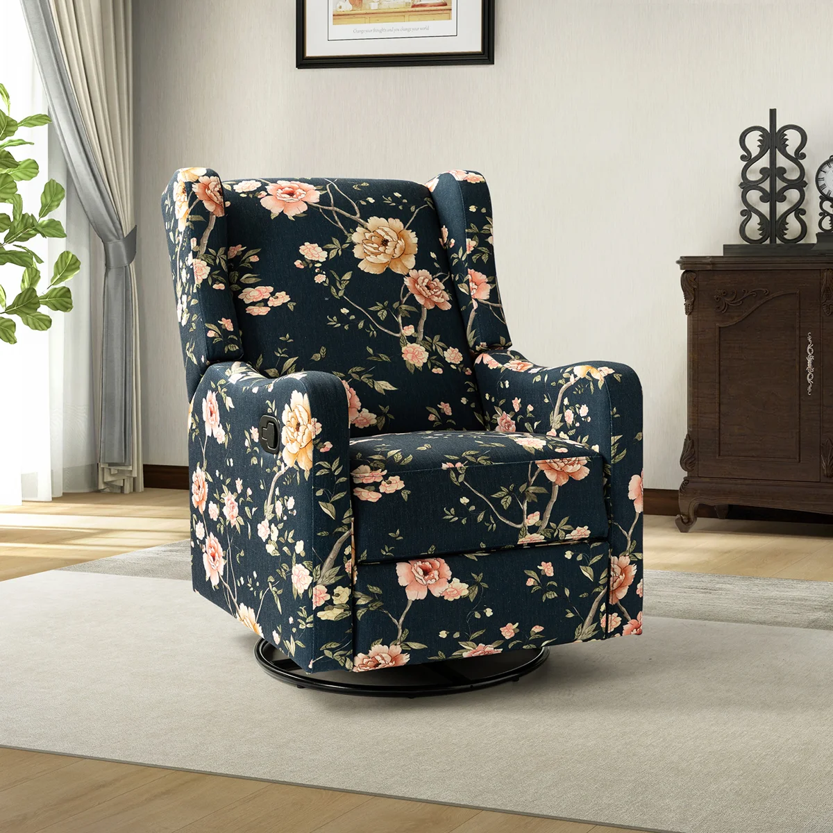 (Swivel broke off)Antonanzas Floral Manual Swivel Glider Recliner