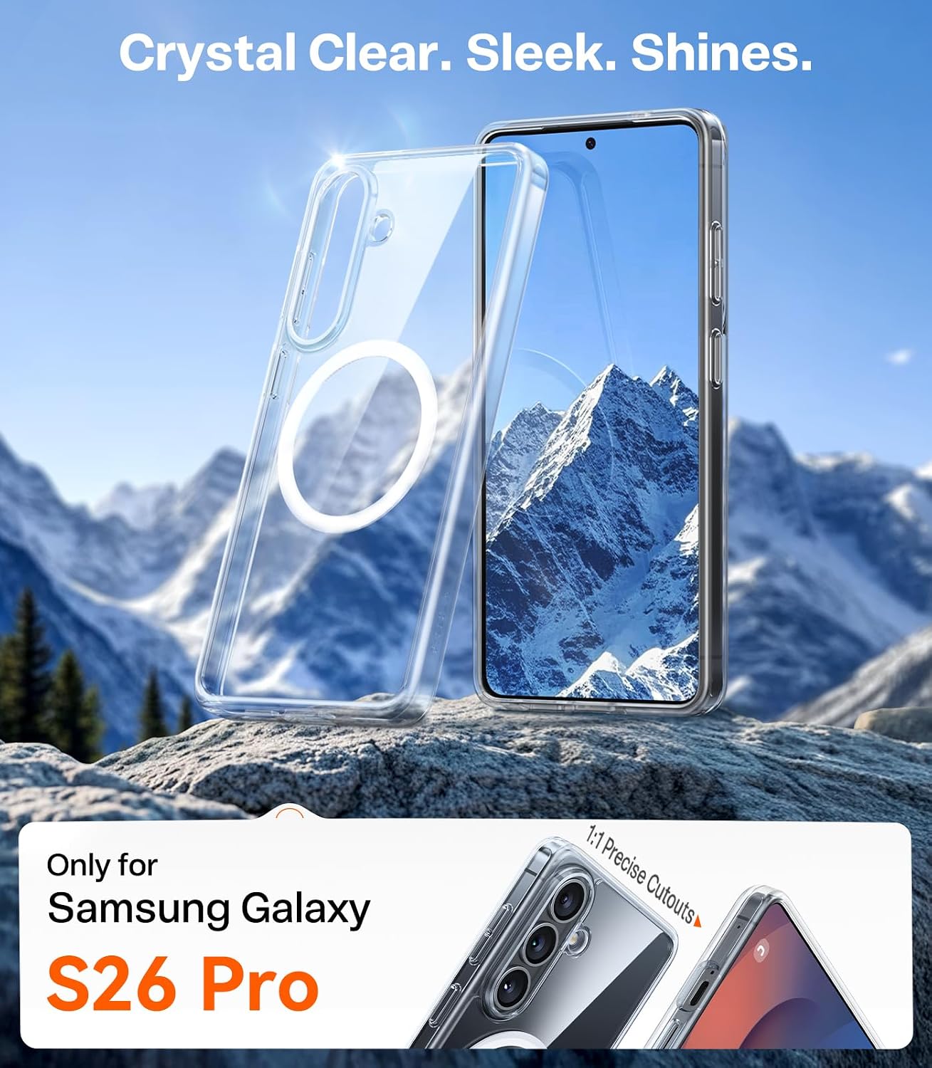 TORRAS Magnetic Shockproof for Samsung Galaxy S26 Plus Case, Fit for MagSafe,12FT Military Grade Protection, Anti-Yellowing Slim Magnetic for Samsung S26+ 6.7'' 5G Phone Case 6.7, Diamond Clear Diamond Clear for Samsung Galaxy S26 Plus