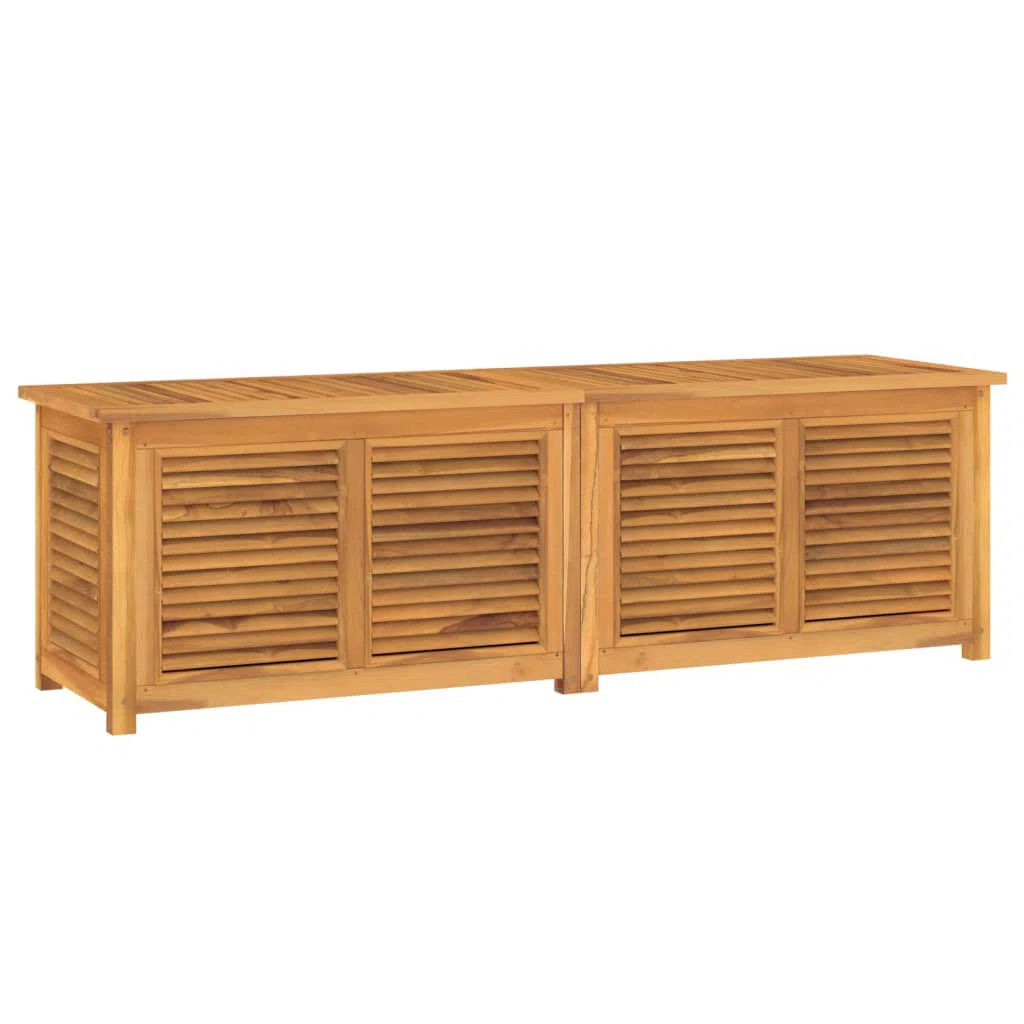 Water Resistant Teak Solid Wood Storage Bench in Brown