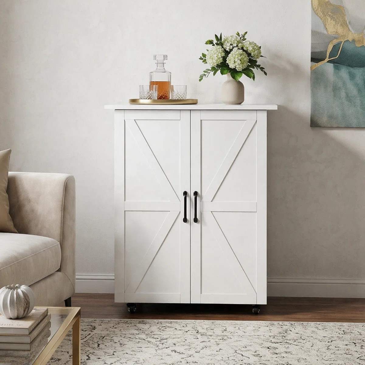Two Door Craft & Sewing Tables With 8 Baskets And Wheels