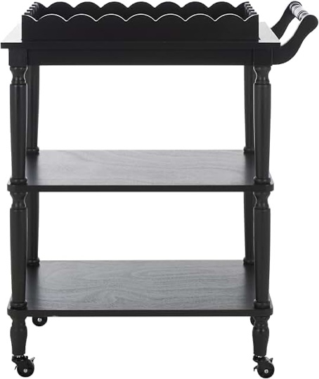 bct5700b Haven Matte Black 3-Tier Dining Cart with Wheels & Removable Tray