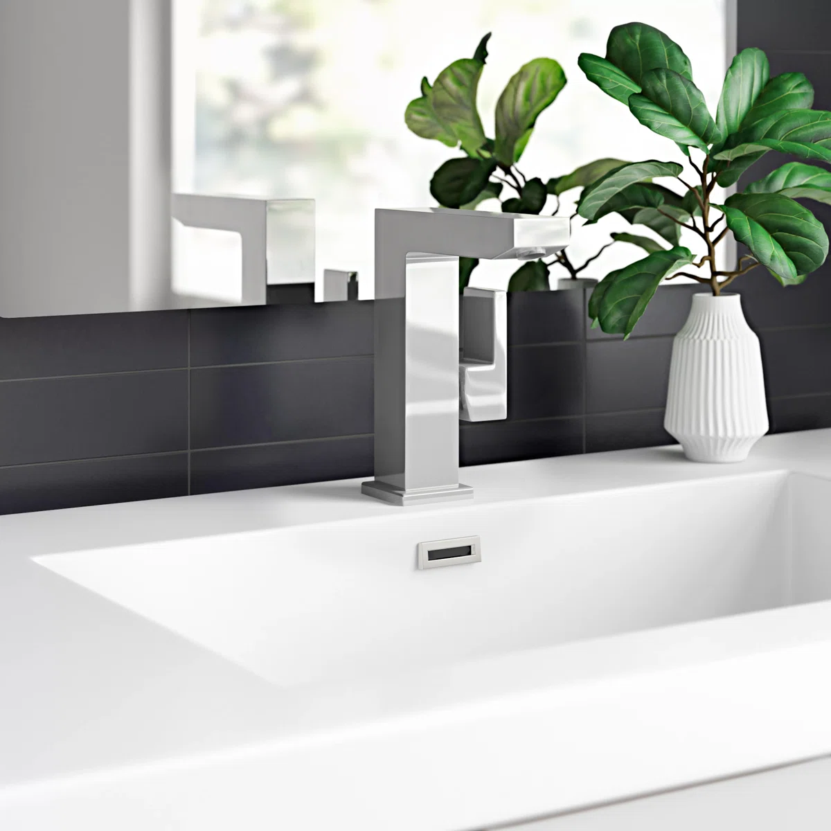 Mod Deck Mounted Single Hole Bathroom Faucet with Drain Assembly