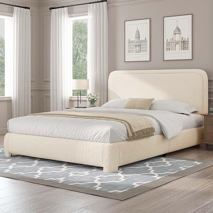 Bensu Boucle Upholstered Platform Bed