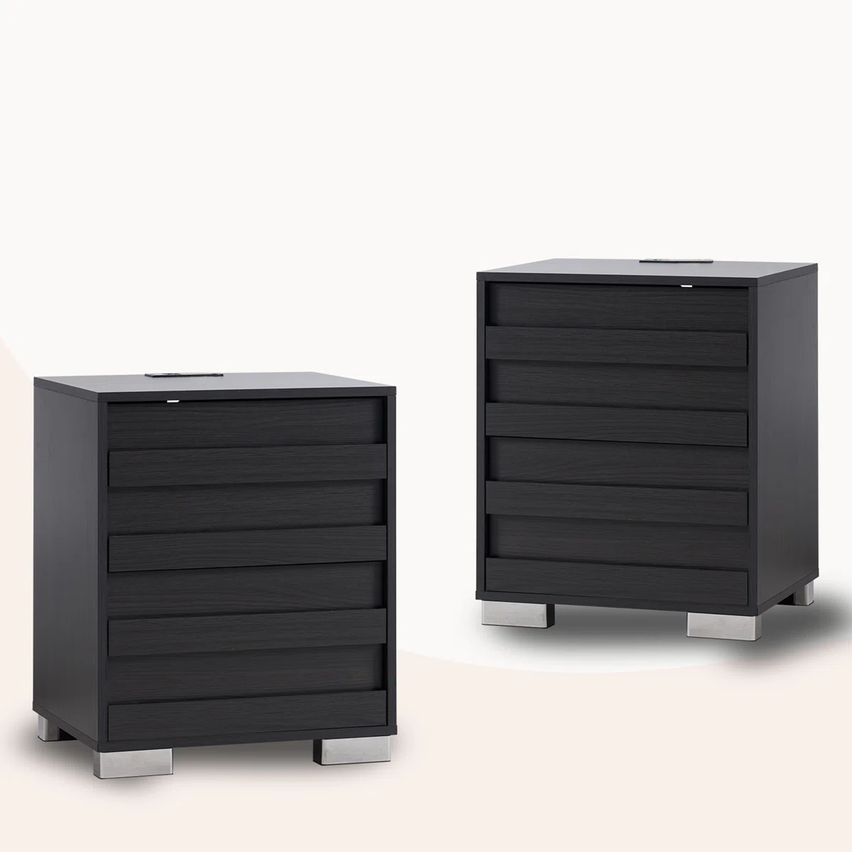 Louby Farmhouse Nightstands With Charing Station