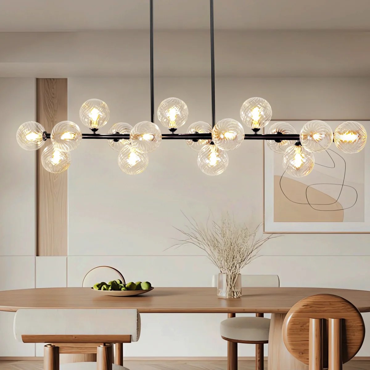 16 - Lights Mid Century Chandelier Black Sputnik Chandelier For Dining Room Linear Chandelier