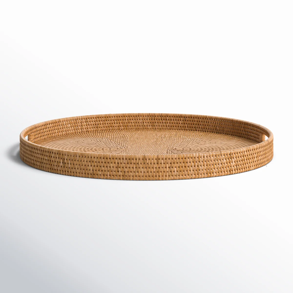 Ilonka Artifacts Rattan Oval Ottoman Tray With Cutout Handles