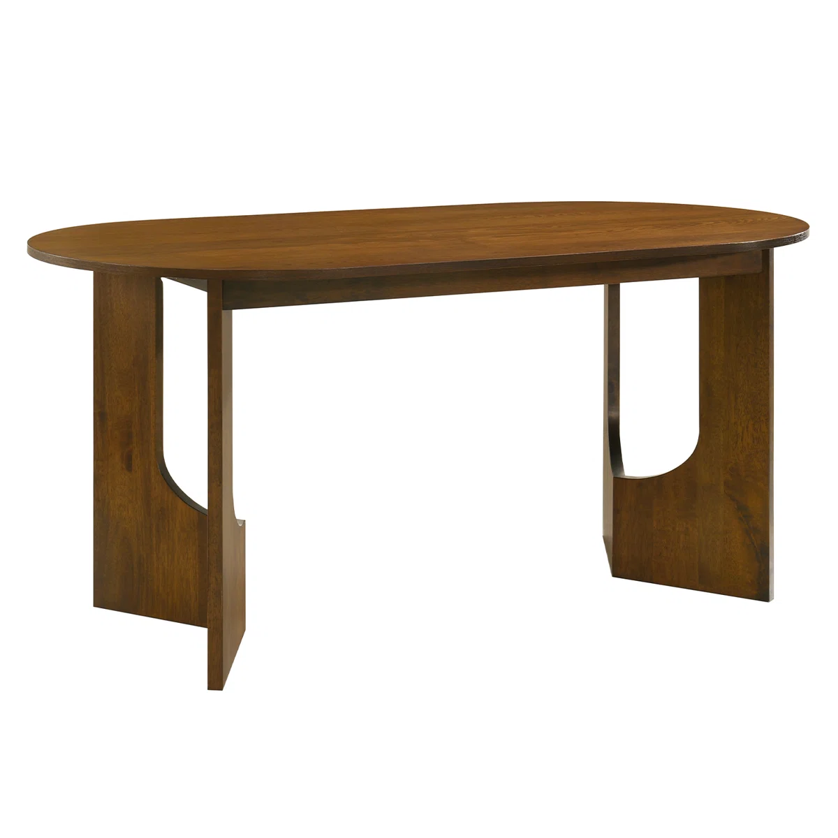 63'' L X 21'' W Oval Brown Dining Kitchen Table For 4-6 People With Solid Rubber Wood Base For Kitchen, Dining Room