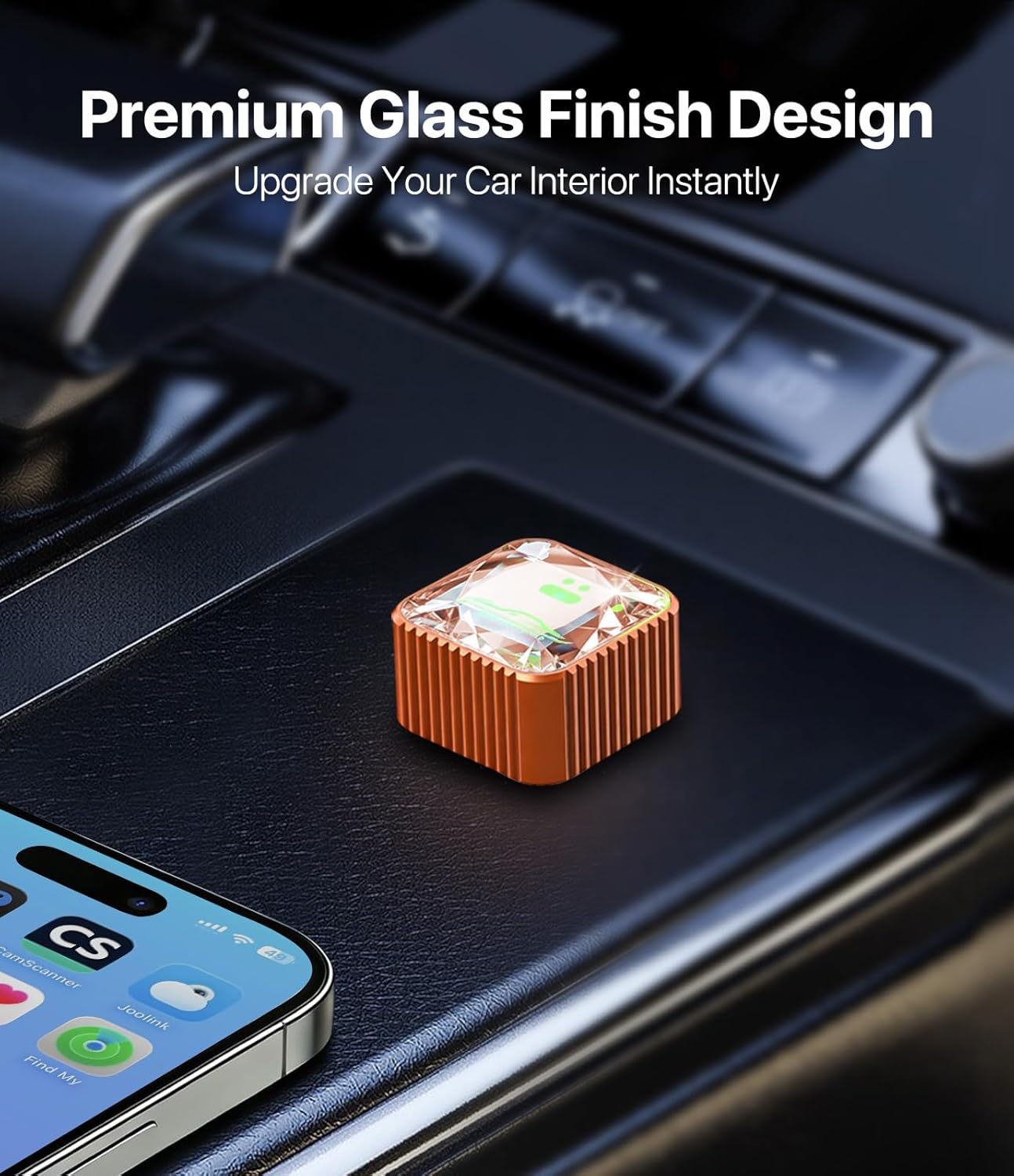 2026 Wireless CarPlay Adapter for iPhone, Premium Glass Finish Design, 5s Auto-Connect, Mini Wireless CarPlay Dongle Compatible with Apple CarPlay, Plug & Play for Factory Wired Cars, Low Latency Black