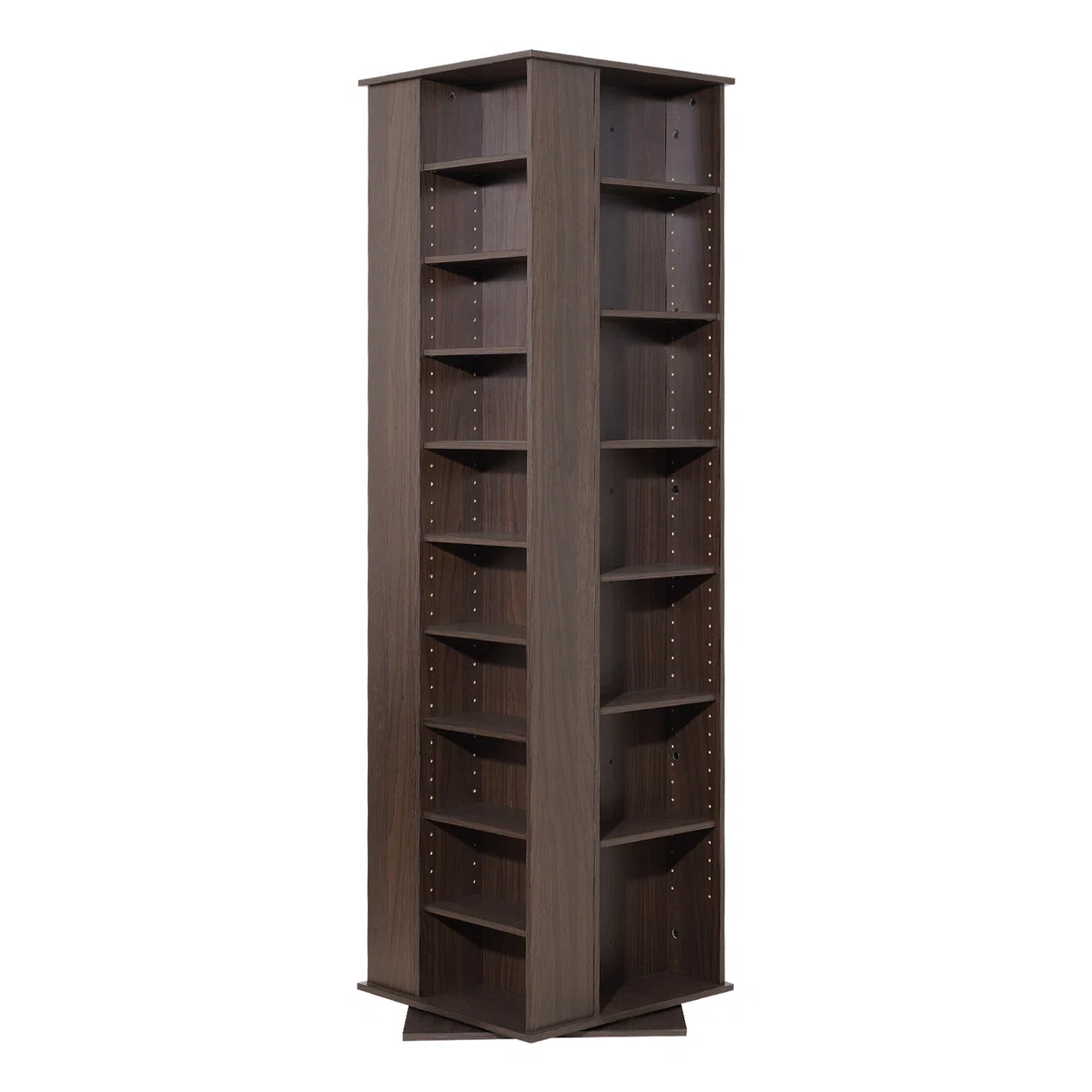 Media Storage Cabinet, CD Rack Tower, 34 Compartments Rotating Media Tower Rack for CDs, DVDs, Books and Game Discs, DVD Stand for Living Room, Home Office and Recording Room, Brown