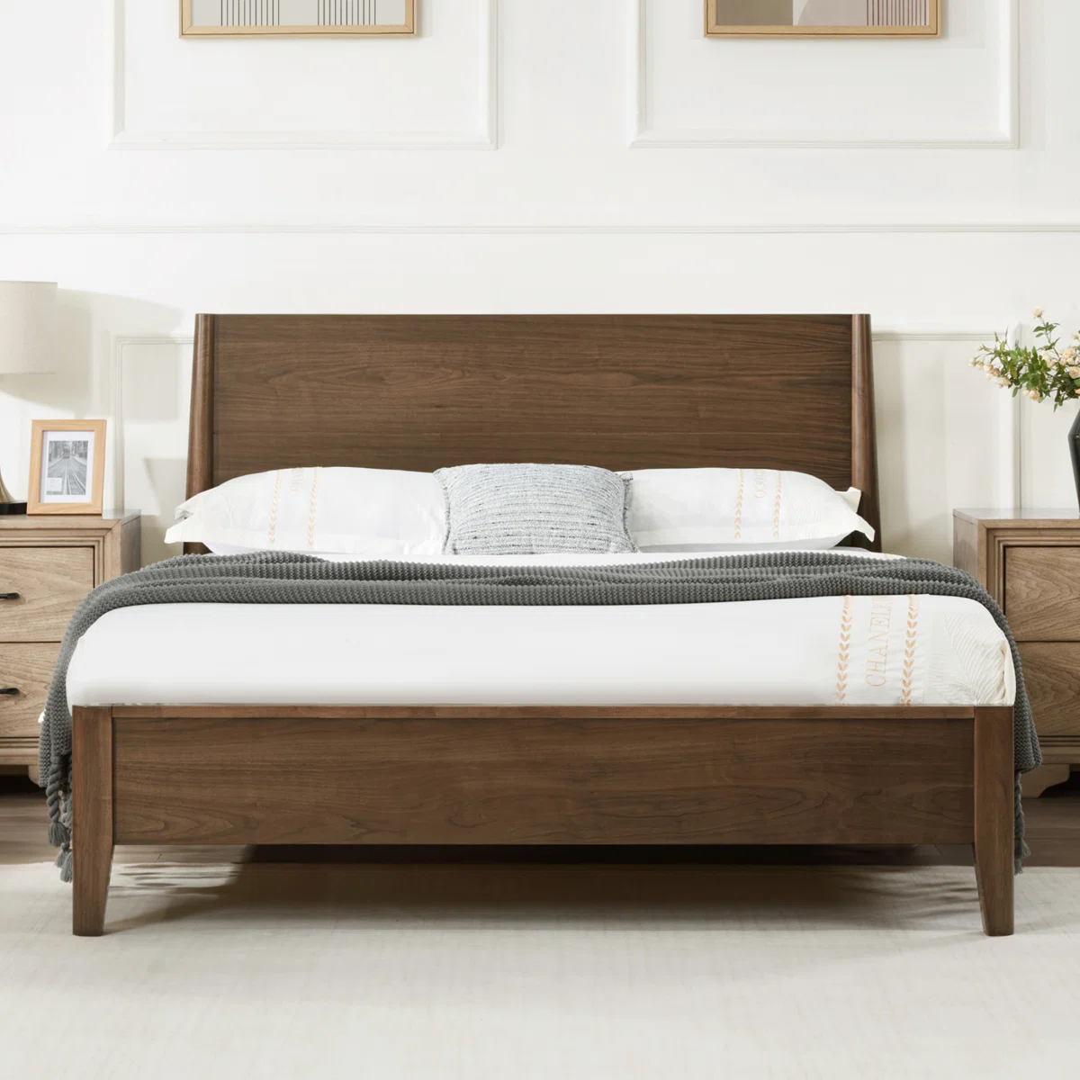Solid Wood Platform Bed, Queen Size