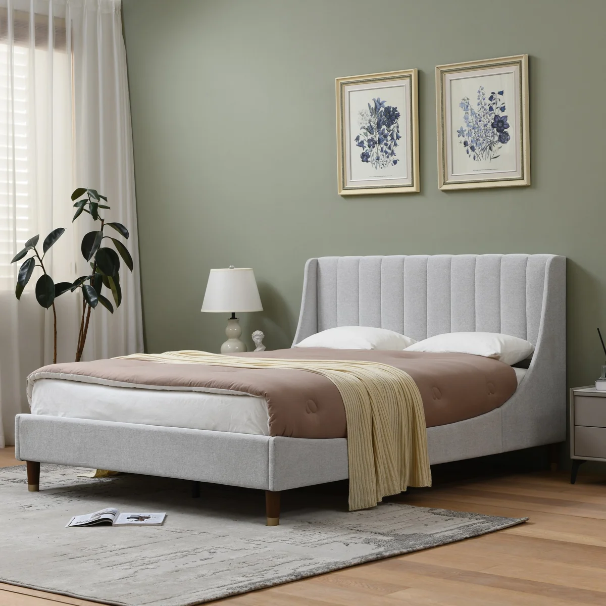(Incomplete) Linvel Upholstered Wingback Platform Bed
