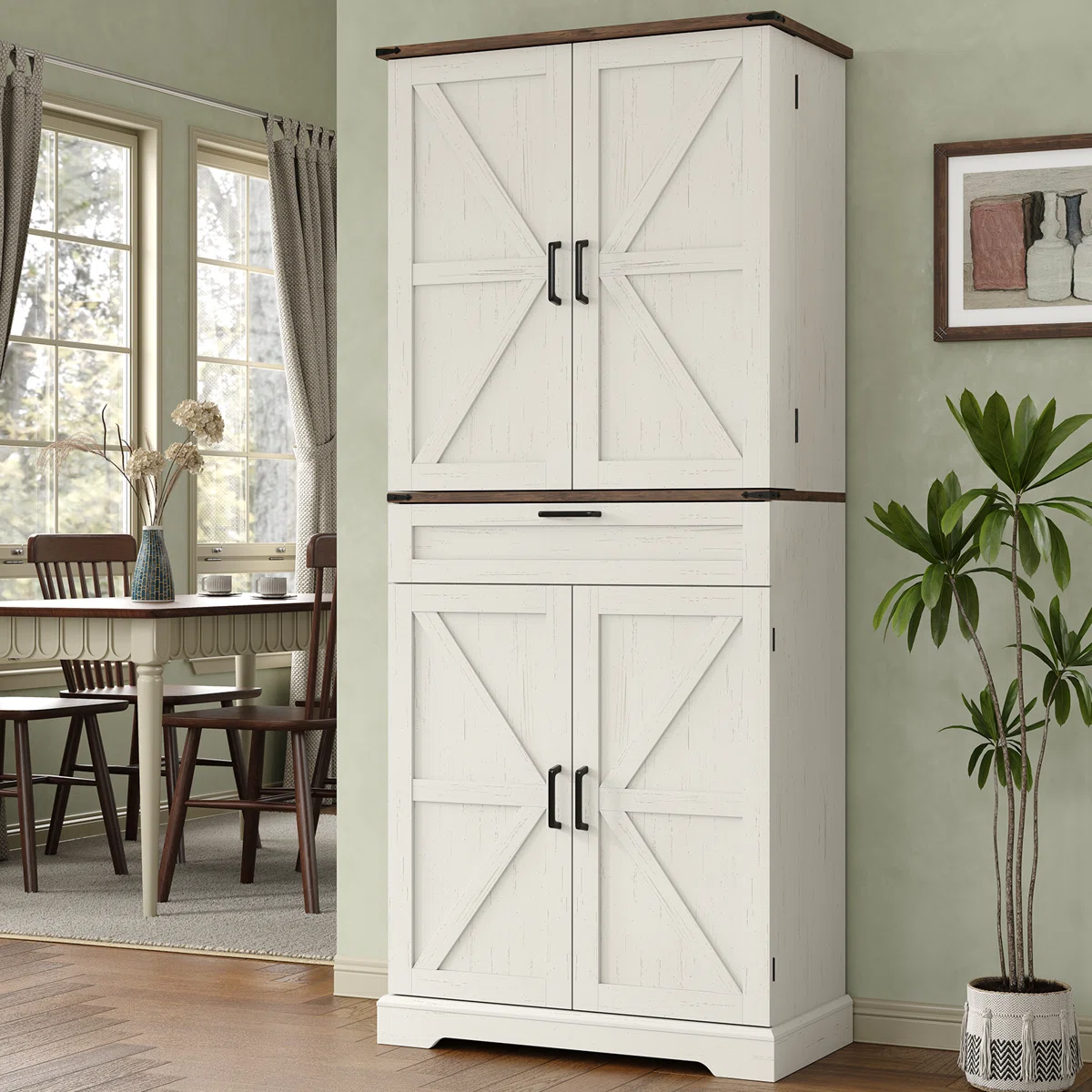 72'' Kitchen Pantry Cabinet, Shelf Storage Cabinet with 8 Door Shelves, 2 CABINETS and 1 Drawer, Modern Storage Cabinet, Freestanding Cupboard for Dining Room, Office, Bedroom