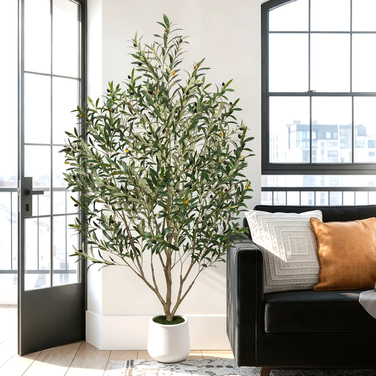 Faux Olive Tree In White Planter