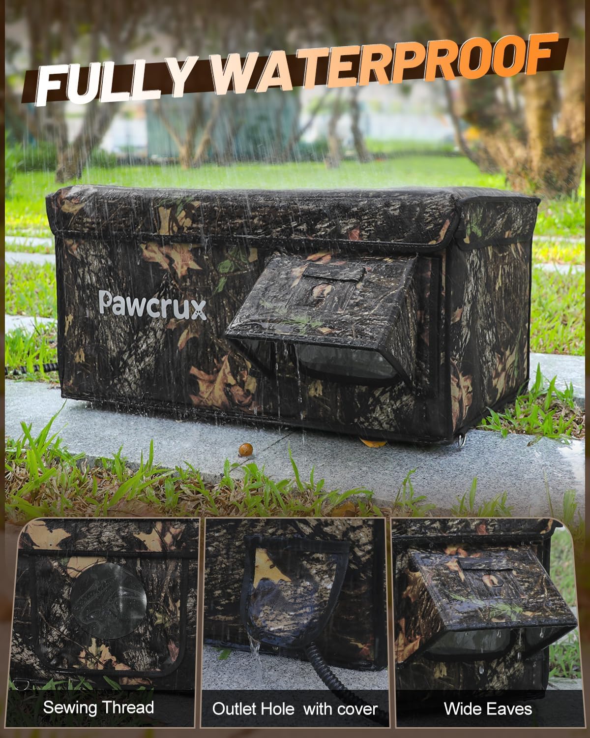 Heated Cat House for Outside with Dual Doors, Insulated Cat House Outdoor with Heating Pad, Weatherproof Heated Outdoor Cats Houses Waterrproof for Feral Cats (Leaf, 25 L x 16 W x 13 H) 25 L X 16 W X 13 H Leaf