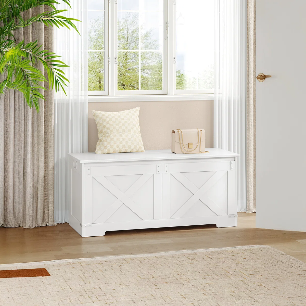 Storage Chest, Large Storage Trunk with 2 Hinges, Lift-Top Organizer Chest for Bedroom