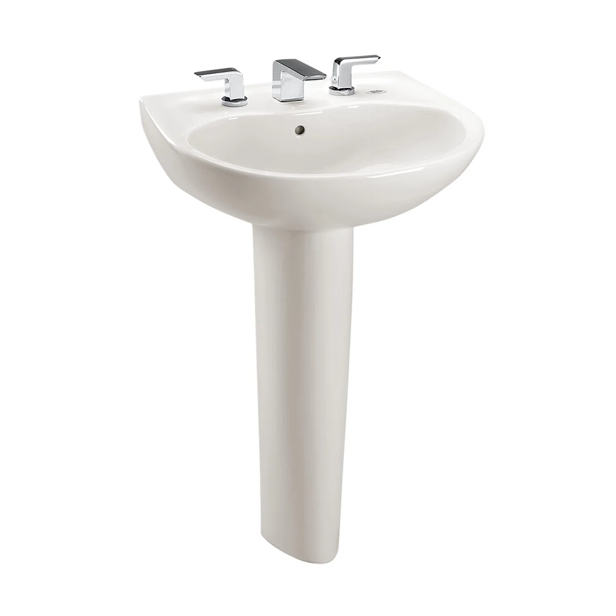 Supreme® Vitreous China U-Shaped Pedestal Bathroom Sink with Overflow