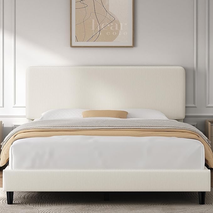incomplete Chenille Upholstered Bed Frame With Headboard