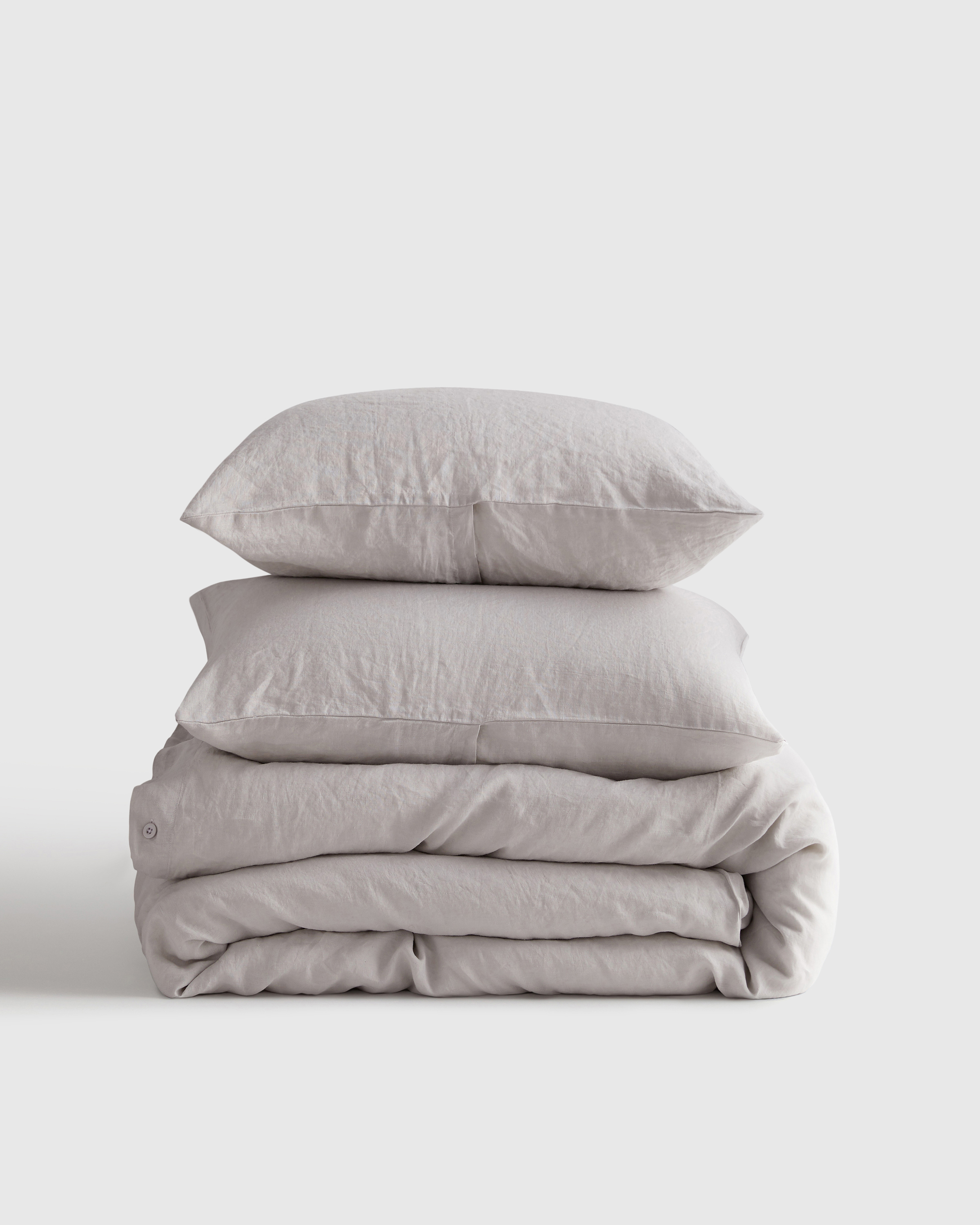 European Linen Duvet Cover Set, King/Cal King, Light Grey