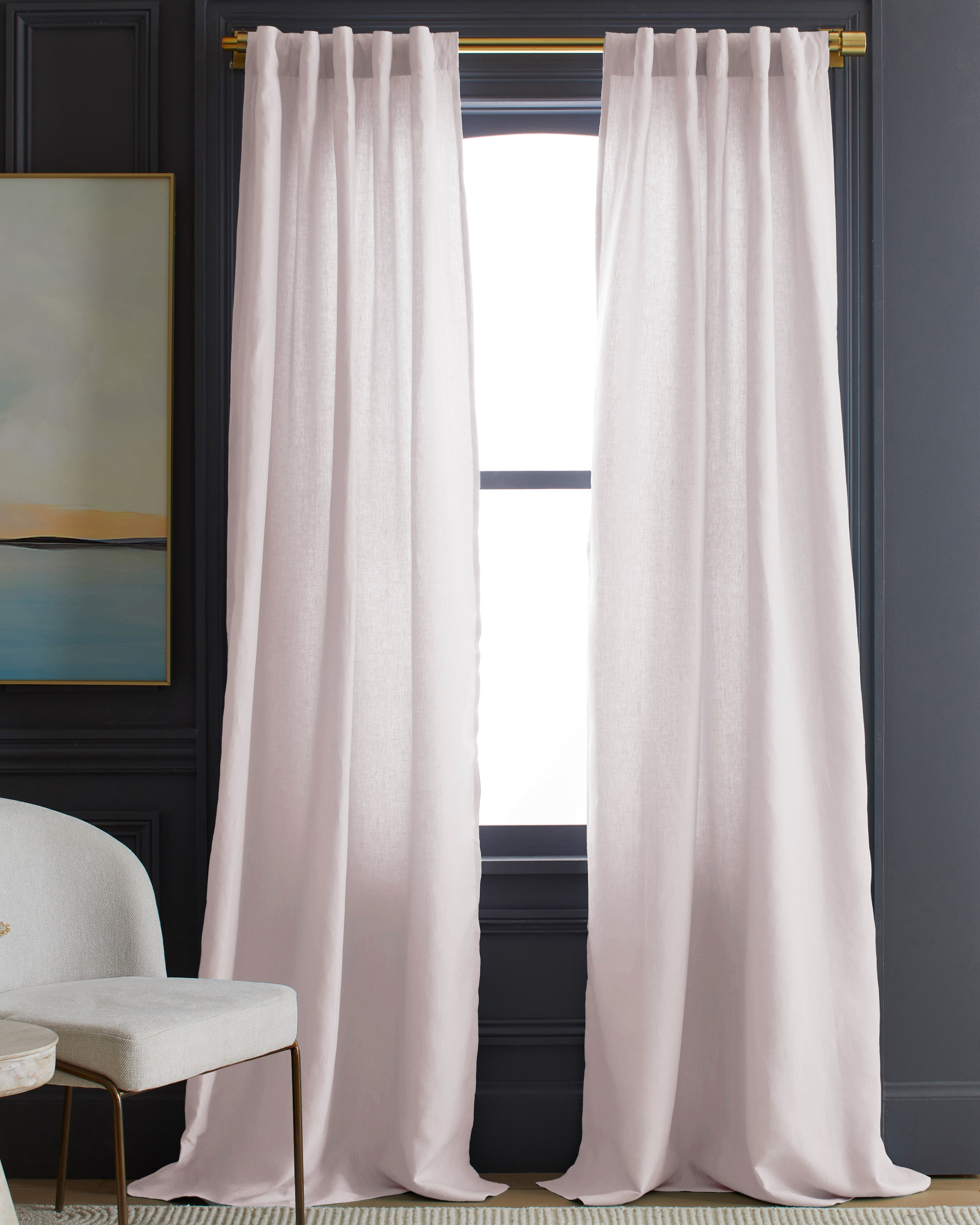 European Linen Curtain, 48x108, Vintage Blush