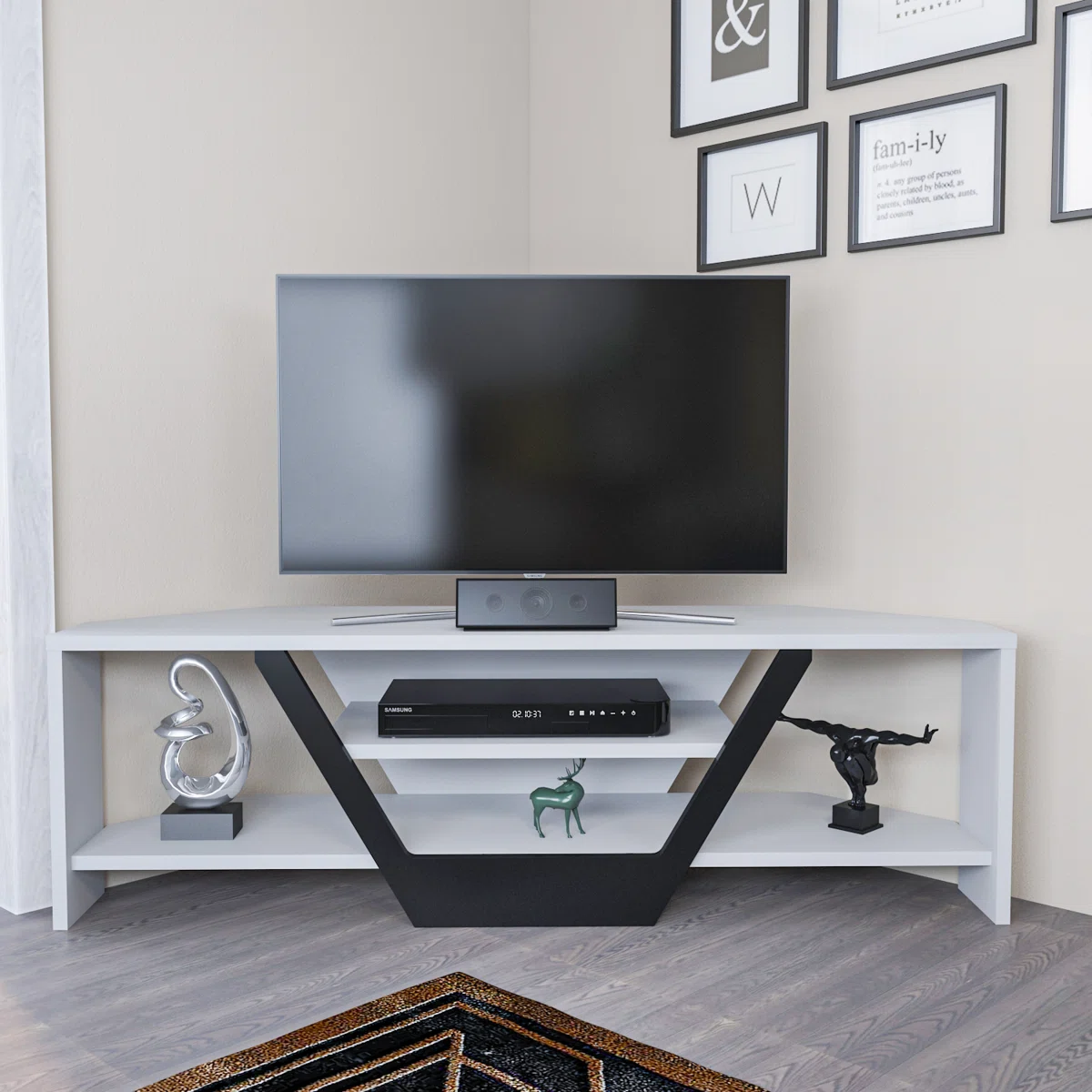 Sares Corner TV Stand Media Console for TVs up to 55"