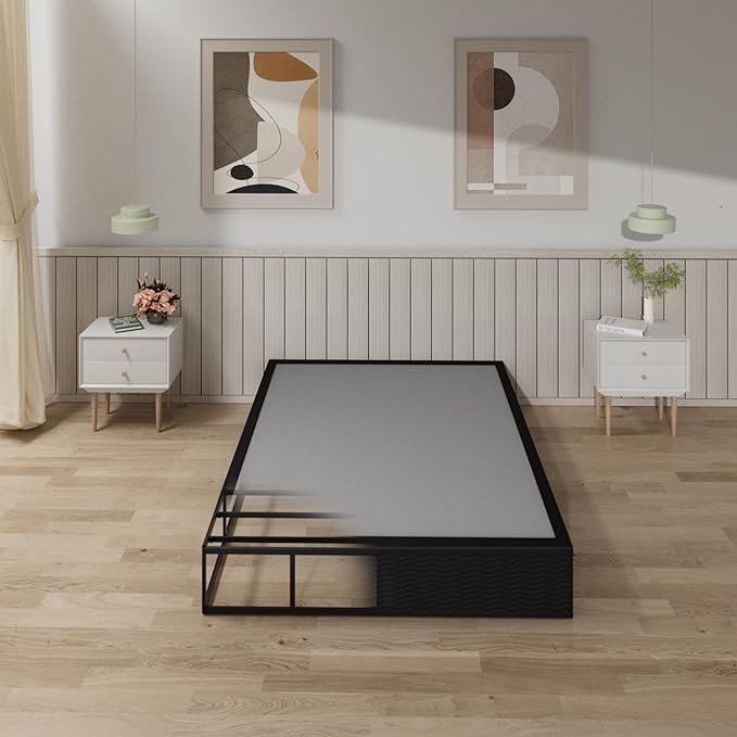 Box Spring High Metal Spring Only, Heavy Duty Mattress Foundation With Fabric Cover, Easy Assembly
