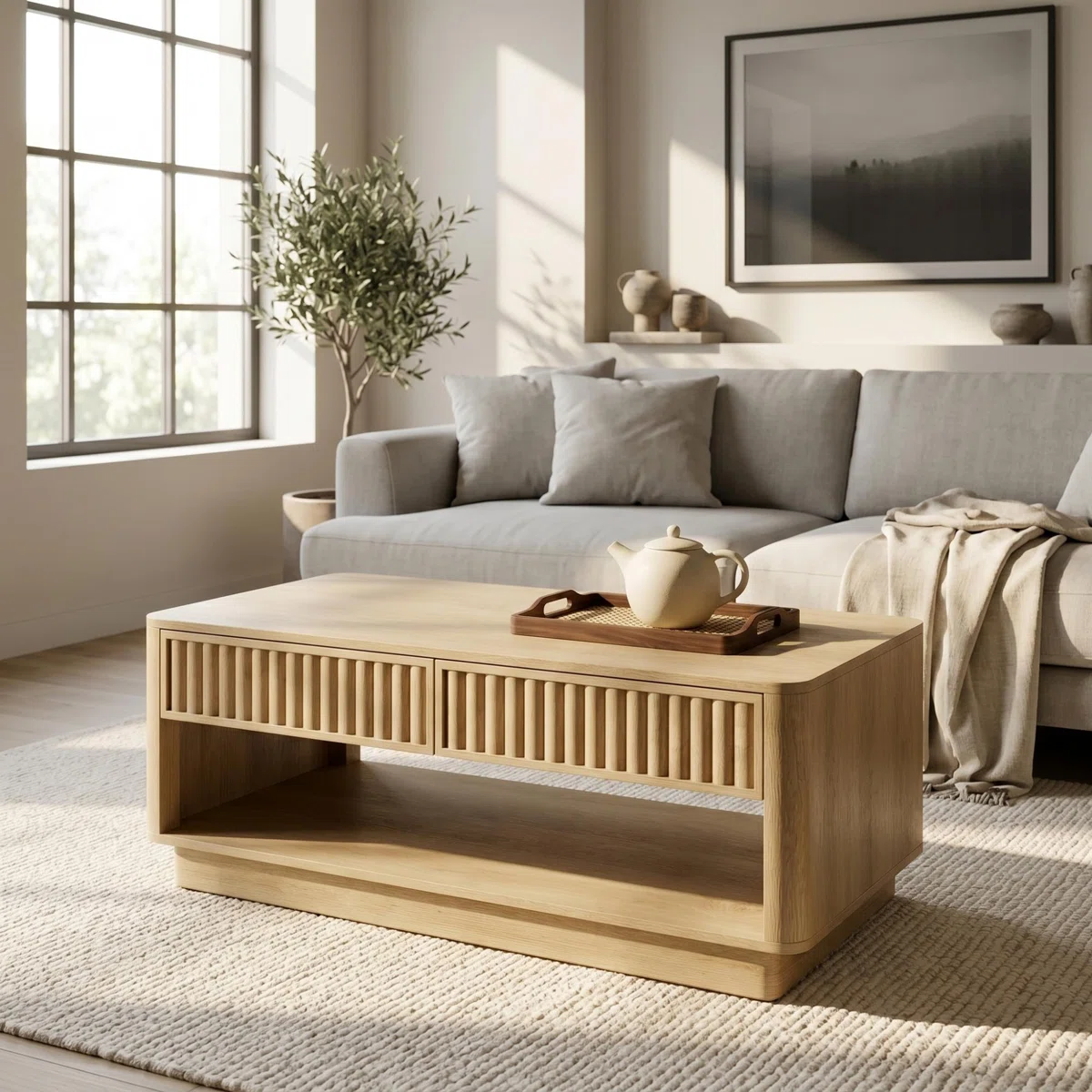 Cylora Coffee Table with 2-Drawer