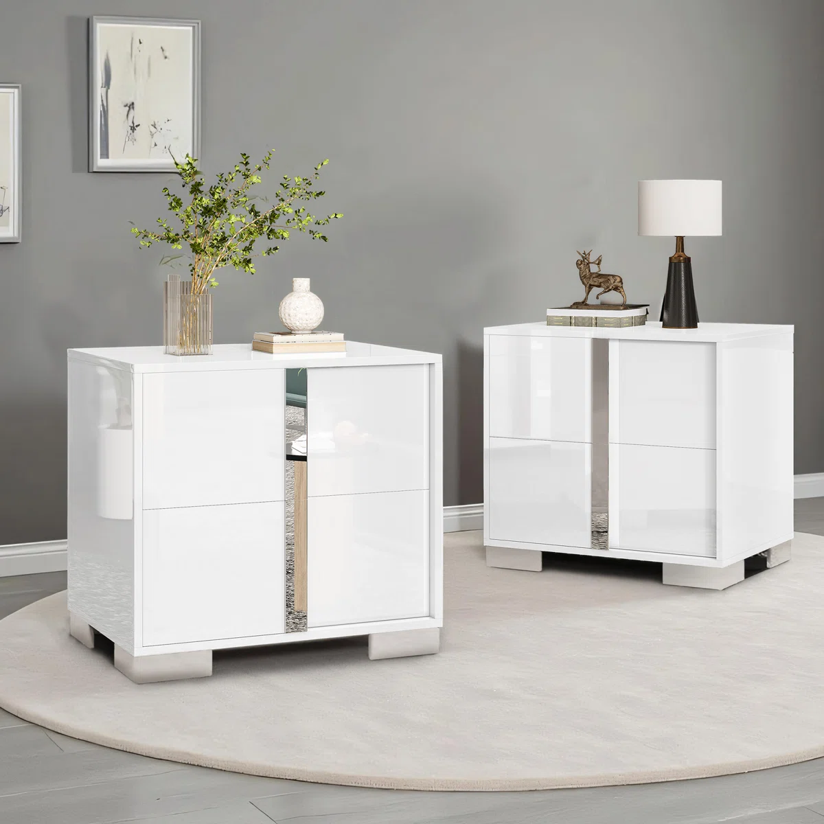 Dulane 23.6" W Nightstand with Electroplated Pull Handle