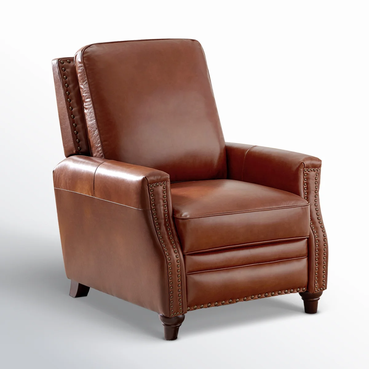 Andrena Genuine Leather Recliner with Nailhead Trim