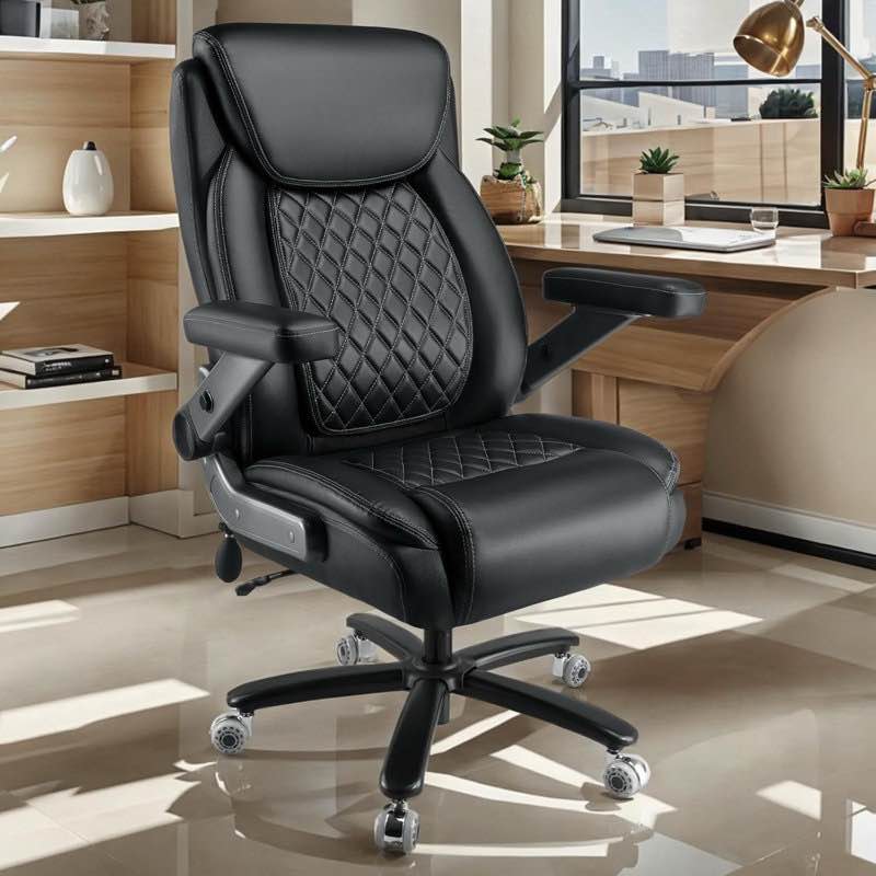 (missing hardware and base)Nihara 600LBS Large Heavy Duty Office Chair With 5D Flip Arms, Big And Tall Office Chair With Pocket Spring Cushion, Extra Wide Office Chair With Adjustable Lumbar Support,Dual Rubber Wheel