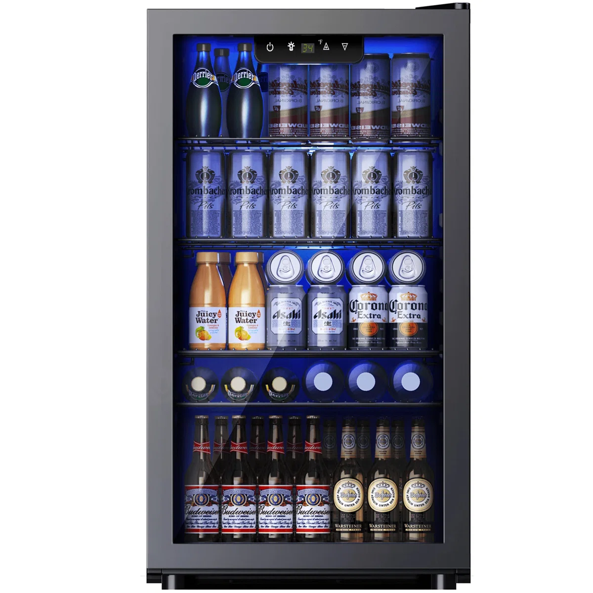 Simzlife 17.3'' W 130 Cans (12oz.) 3.2 Cubic Feet Freestanding Beverage Refrigerator with Glass Door
