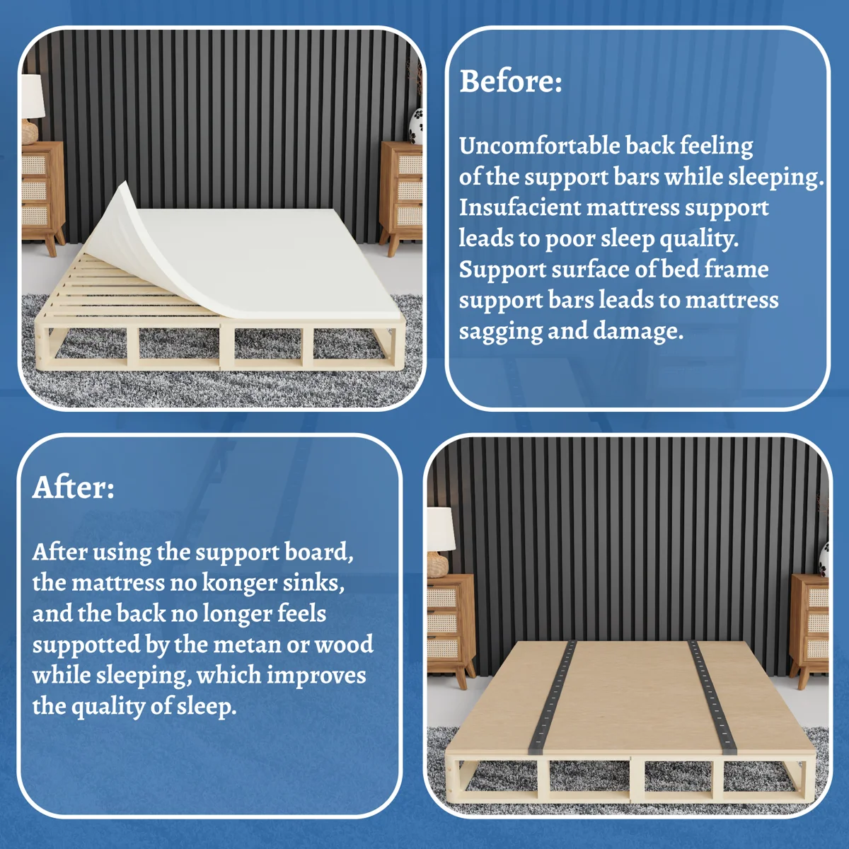 Folding Bunkie Board – Low-Profile 74? X 53? Mattress Support Platform For Daybeds, Bunk Beds, Futons & Metal/Wood Frames – Prevents Sagging, Easy To Install & Store.