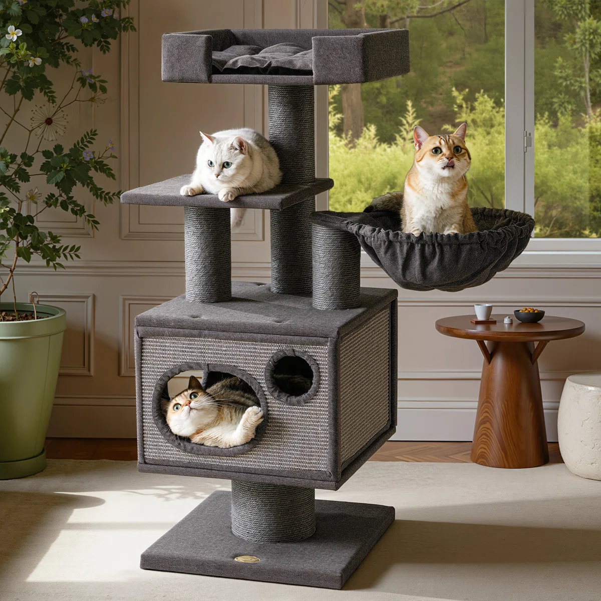 48.4”H  Modern Cat Tree for Large Cats&MaineCoon
