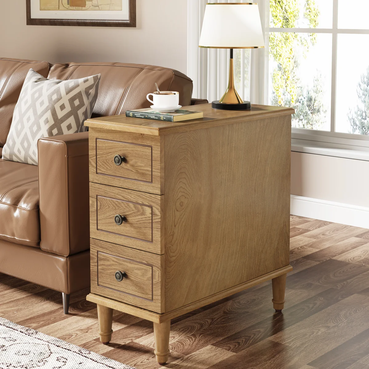 Cebollero Solid Wood 3-Drawer End Table