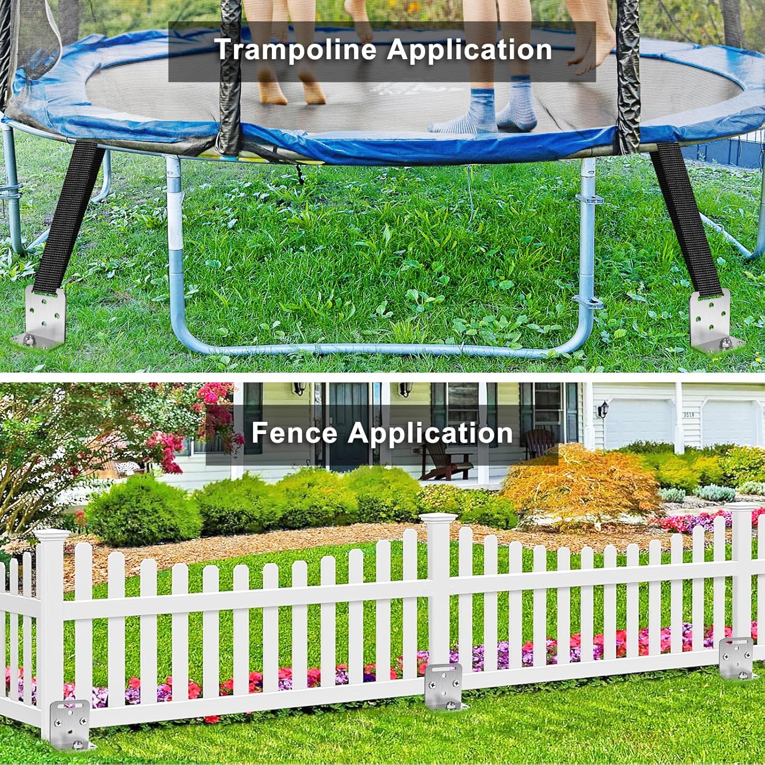 BeneLabel 2/4/6 Pack 18 24 Ground Anchors Screw in Shed Anchor with L Bracket Trampoline Anchor Spiral Swingset Anchors for Swing Set, Mobile Home, Fence, Playset, Tent, Canopy, Carport 4Pack 18Inch Length 2'' Dia Blade
