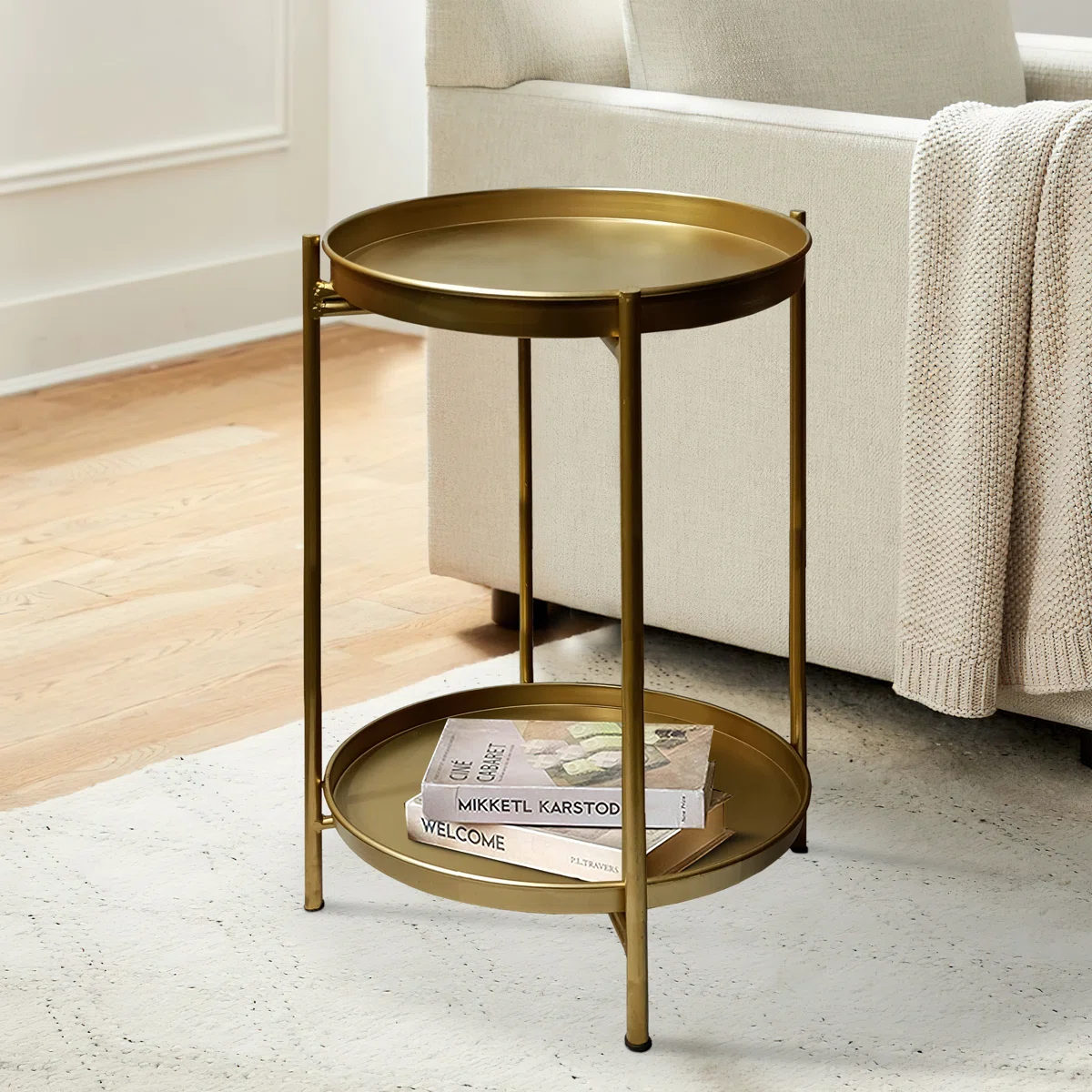 Rachele Iron End Table with Storage