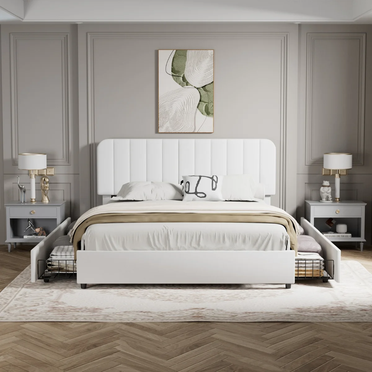 Huntsville 4-Drawer Velvet Upholstered Platform Bed