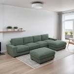 123 Wide 6-Piece Corduroy Reversible Living Room Modular Sectional Sofa with Ottoman