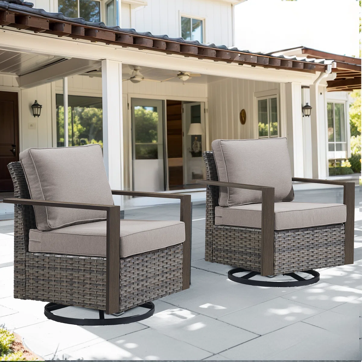 Jushawn Metal Swivel Glider Chair with Cushions