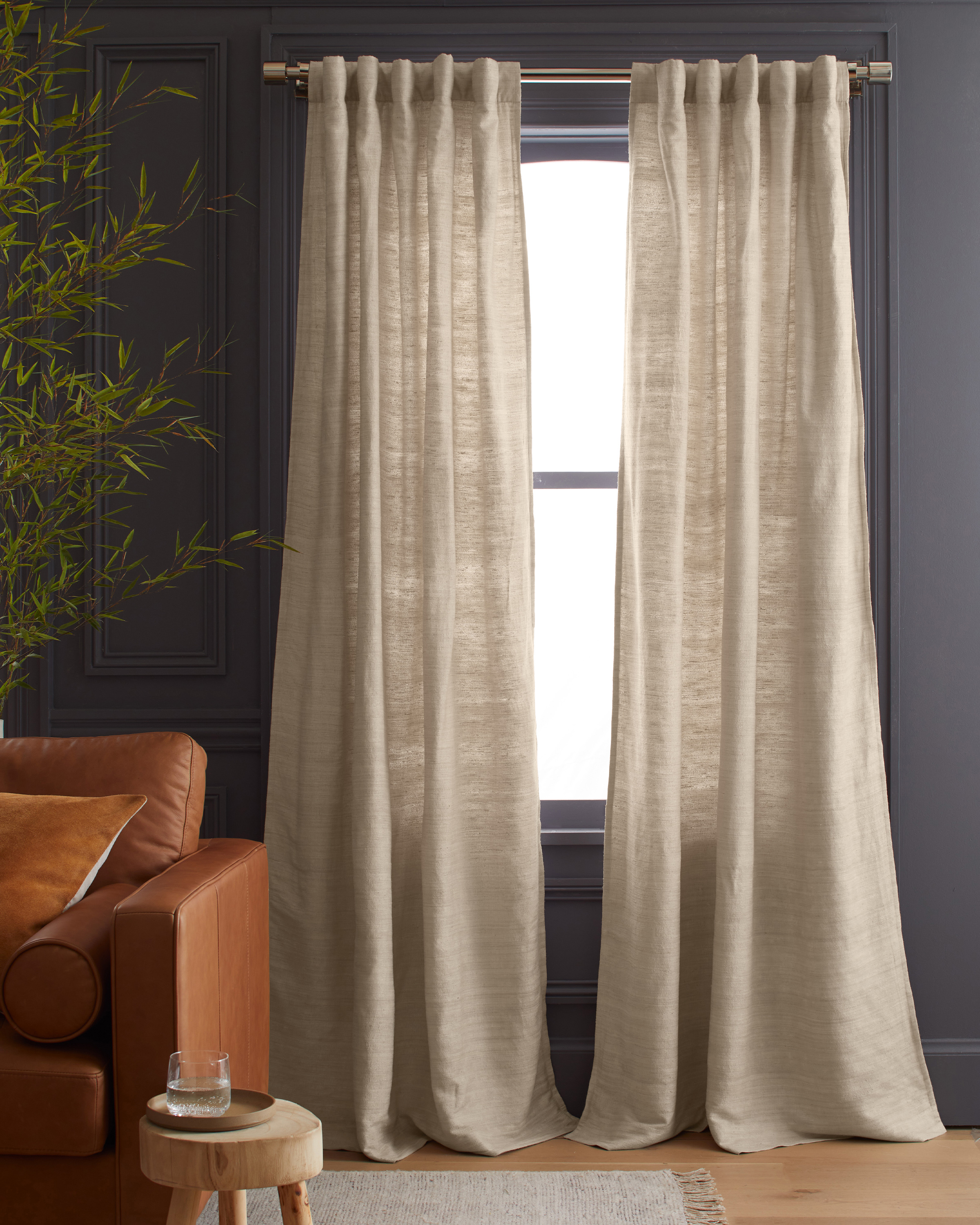 Raw Silk Curtain, 48x84, Sand