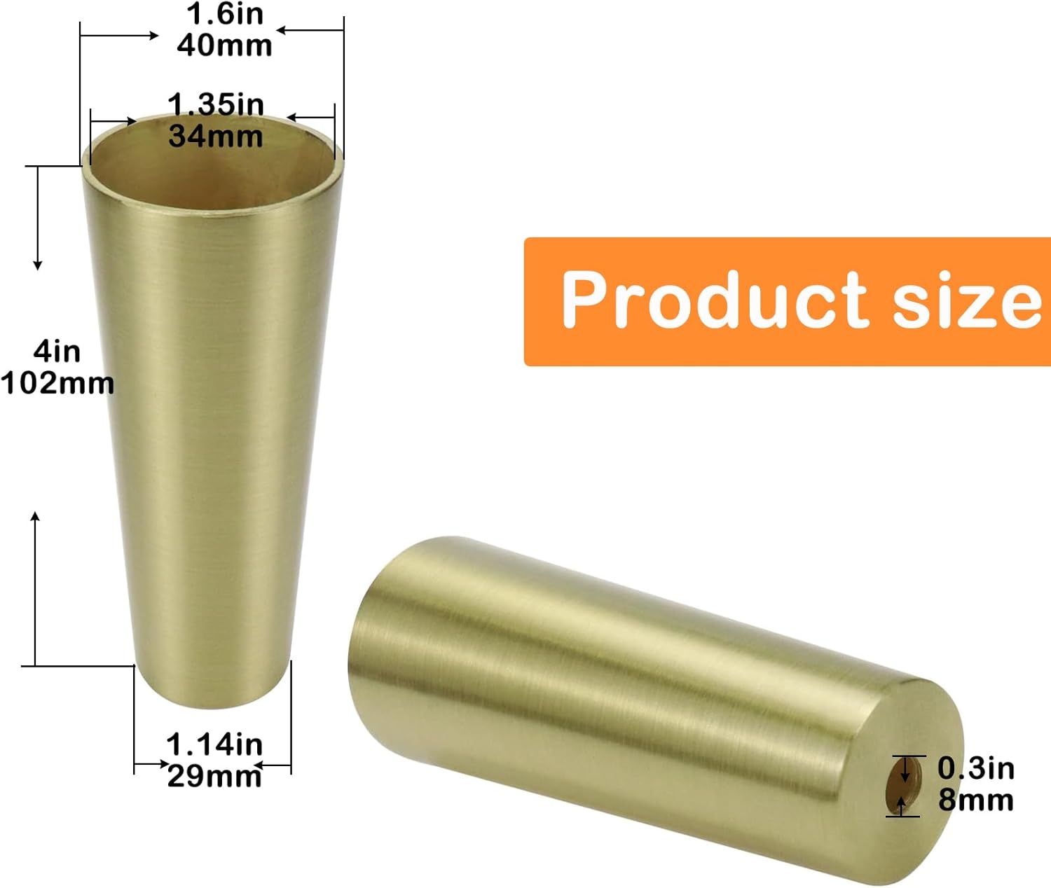 Geesatis 4 pcs Chair Leg Cap Round Furniture Leg Cover Metal Table Feet Cap Floor Protector Table Chair Sofa Decorative Feet Cover, Gold, Zinc Alloy, Height 4 inch 4Pcs-4inch-Round