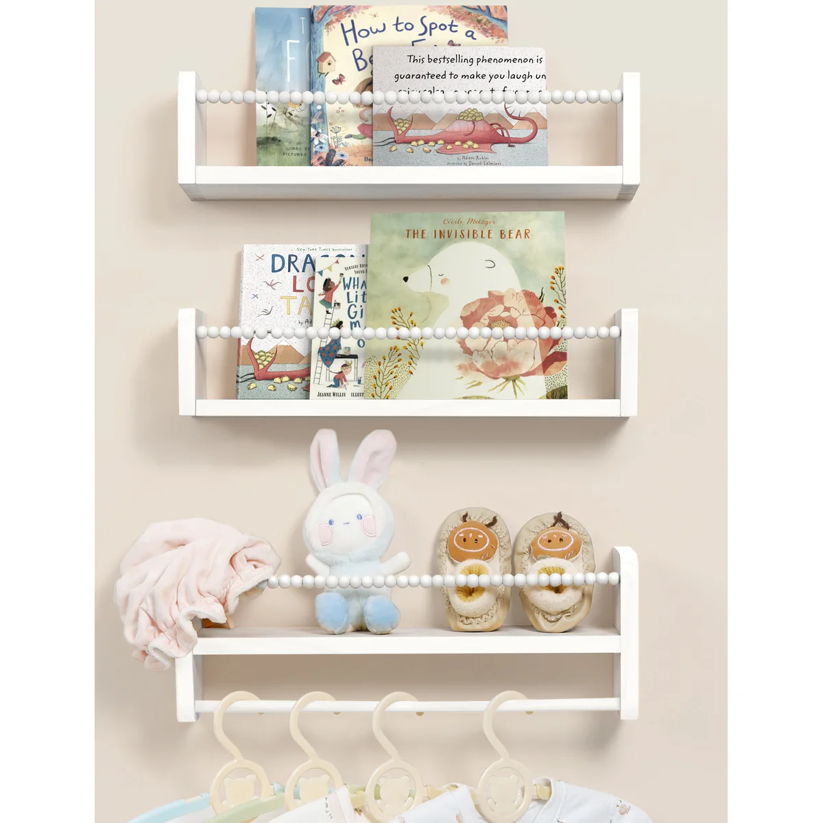 Nursery Floating Shelves For Wall, Set Of 3 Book Shelves