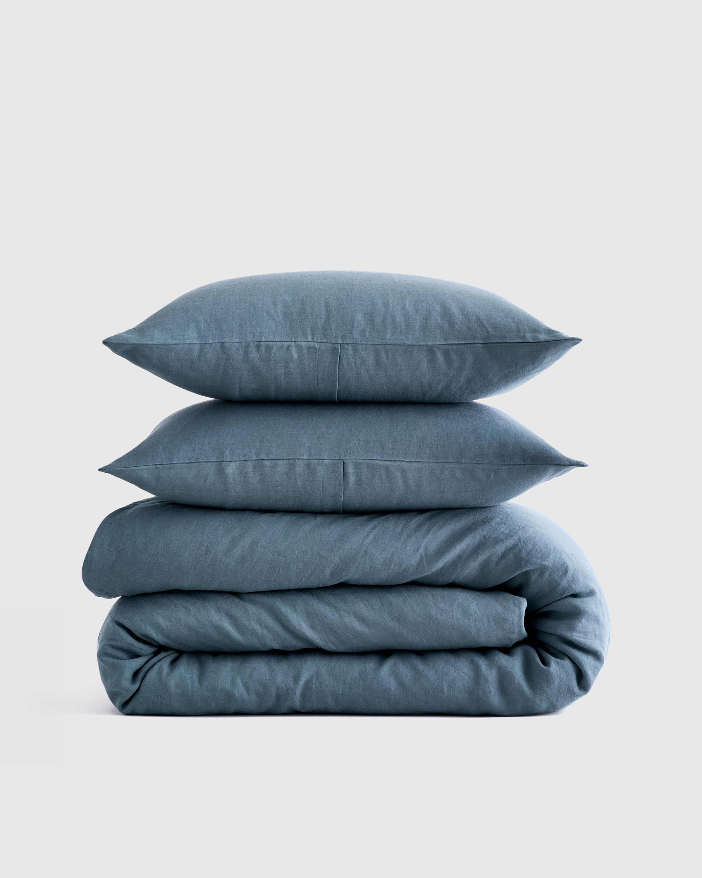 European Linen Duvet Cover Set, Full/Queen, Ocean