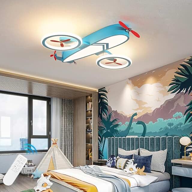 (INCOMPLETE) 31.5“ Airplane Ceiling Fan Light Kids Ceiling Light Airplane Modern Art Deco Light Remote Control