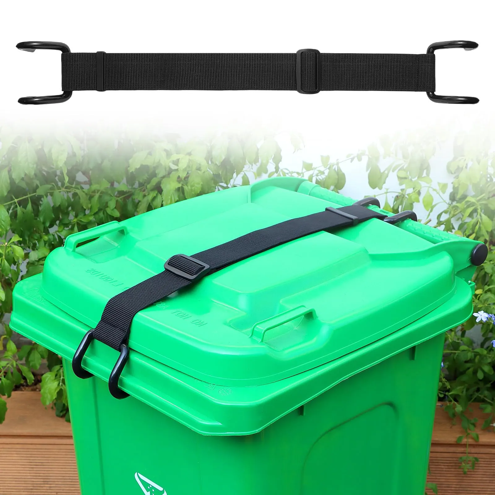 Unbranded Raccoon-Proof Trash Can Locks - Metal Double Claw Strap for 28-96 Gallon Bins