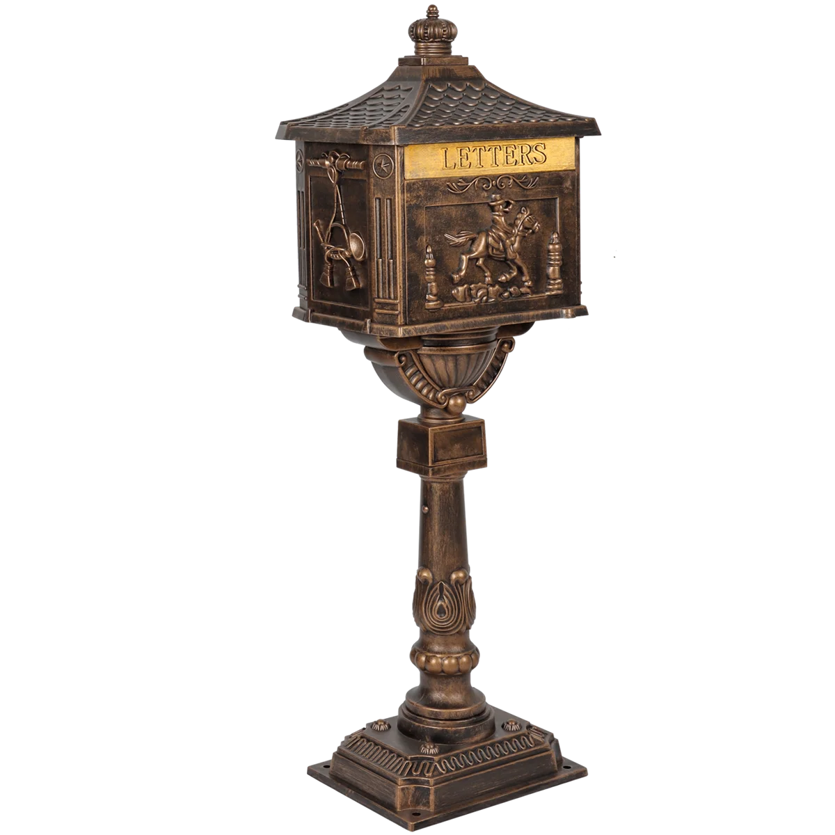 14 in x 46 in Aluminum Post Mounted Mailbox