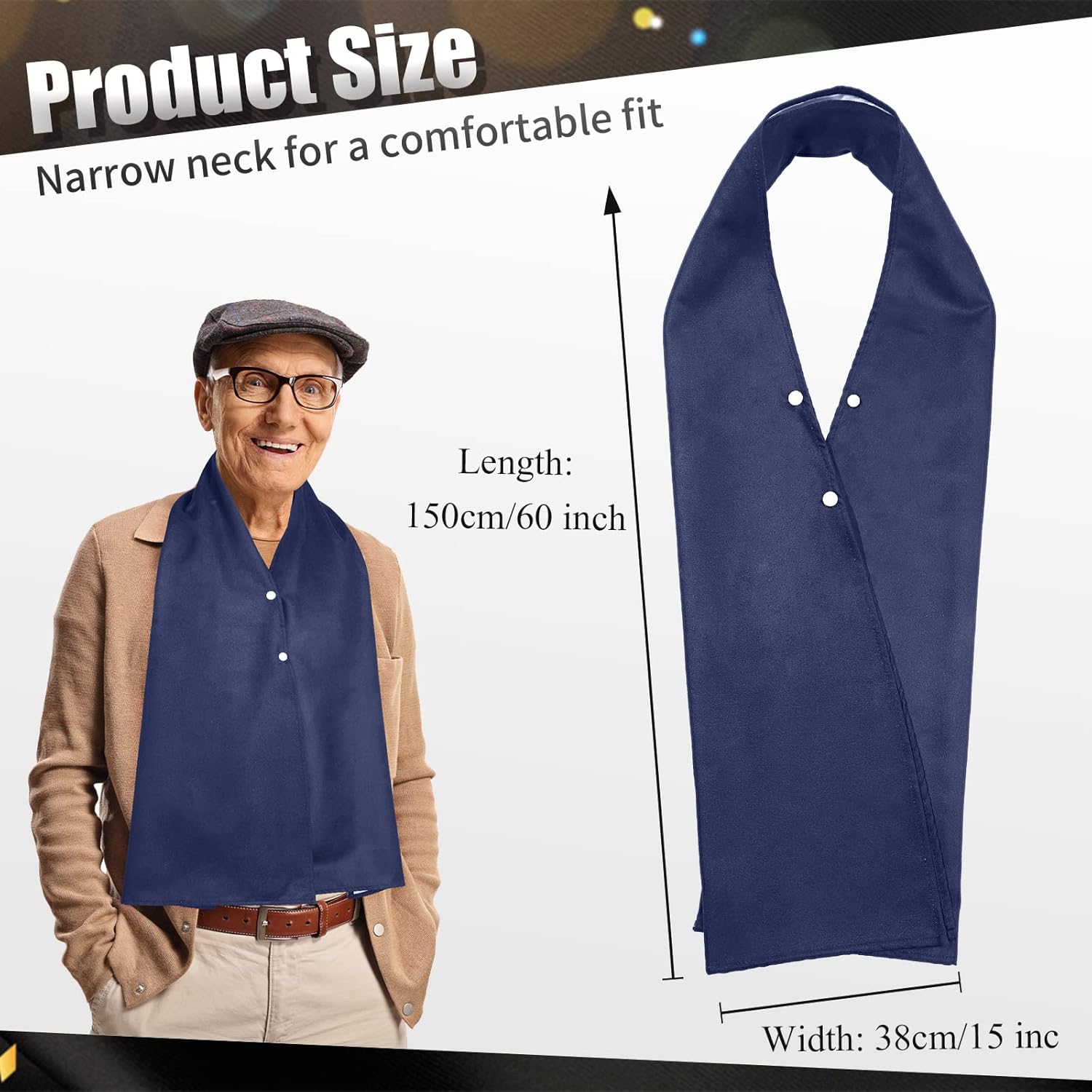 Tarpop Adult Bib Scarf Washable and Reusable Dining Clothing Protector Adult Bib for Elderly Senior Citizens Men Women Eating Dark Blue