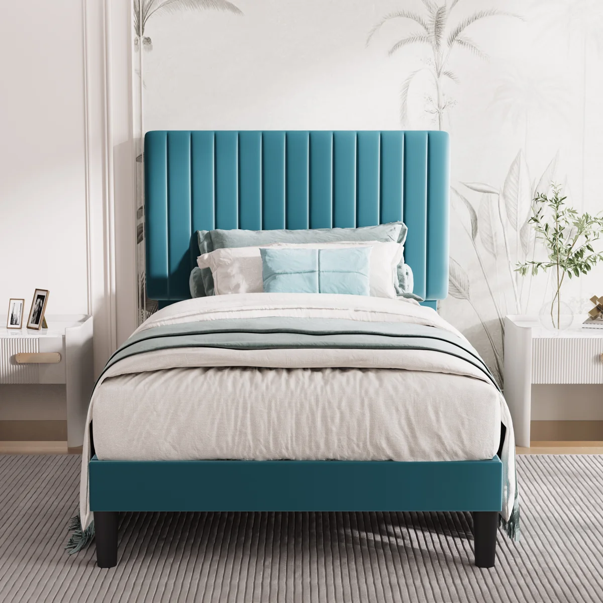 Dunphy Upholstered Platform Bed with Adjustable Headboard